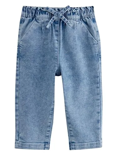 NEXT Mädchen Jeans mit Bindegürtel Light Wash 116-122