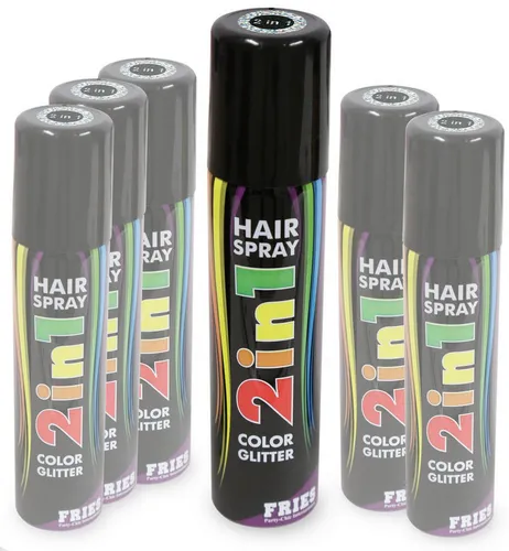 Fries Haarfarbe Haarspray 2 in 1 Color Glitter Haar Spray farbiges Sprühdose 100ml, Farbe und Glitzer in einem