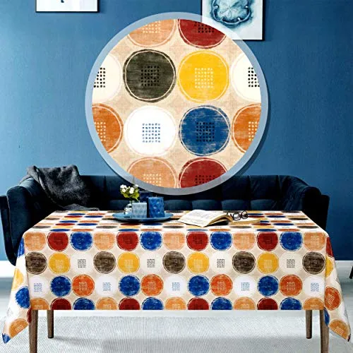 Melody Wachstuch Tischdecke 180 x 140 cm eckig Kreise bunt-blau #6165-02