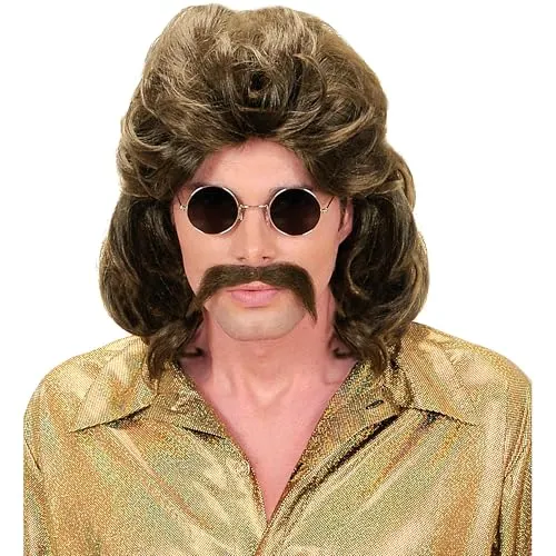 W WIDMANN MILANO Party Fashion - Perücke mit Bart, 70er Jahre, Disco, Faschingskostüme