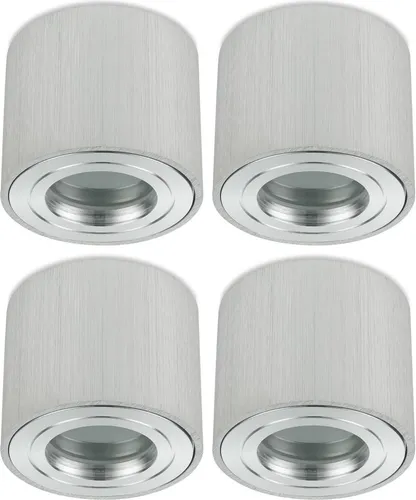 Sweet Led Aufbauspots IP44 - 4er Set, Aluminium gebürstet, Ø80mm - Deckenspots für Badezimmer und Küchen, IP44 Schutzklasse, ideal für Feuchträume, direkt anschließbar an 230V, kein Trafo nötig - schaffen Sie eine freundliche Atmosphäre!