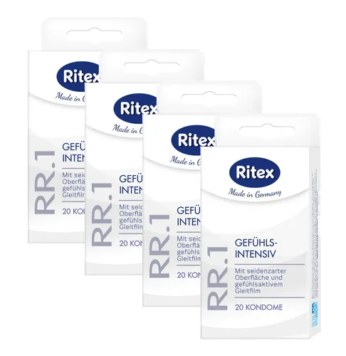 Ritex RR.1 Kondome - Gefühlsaktiv 80 (4 x 20er Pack) - Kondome für intensives Empfinden, ideal für sicheren und gefühlvollen Geschlechtsverkehr.