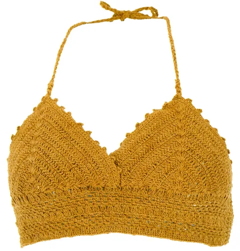 Häkeltop, Bikinitop, Strandtop, Hippie Bra - mustard