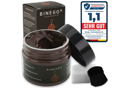 Binego Lederreparaturset - Schnell trocknendes Flüssigleder für Autositze und Möbel - Autopflege & Motorradpflege – Ideal zur Auffrischung von Ledersitzen und Lenkrädern. Das Set bietet eine einfache Anwendung und überdeckt Kratzer sowie Verfärbungen für ein neuwertiges Aussehen.