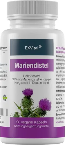 Mariendistel Extrakt Kapseln mit 60% Silymarin, hoch konzentriert Kapseln, 54 g