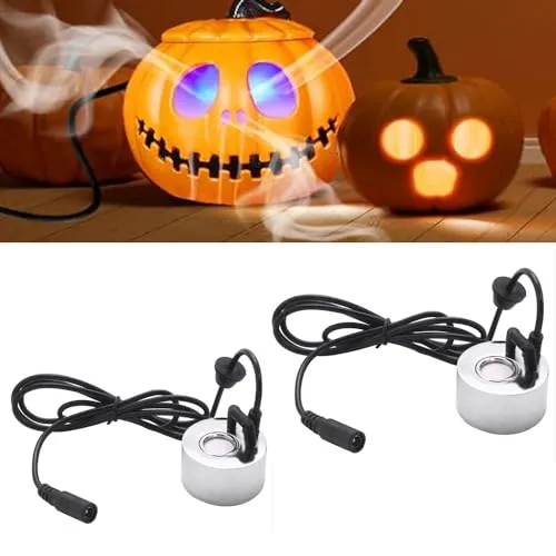Tiamu 2 Stücke Ultraschall Vernebler, Mini Nebler Fogger Luftbefeuchter, Mini Vernebler Aquarium Wassernebler für Springbrunnen-Teich-Steingarten, Halloween Pumpkin und Hexentopf