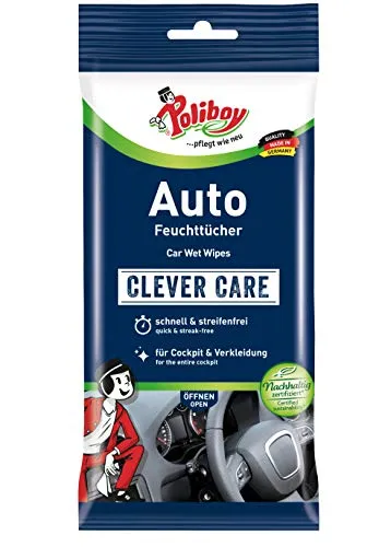 Poliboy - alles für die Autoreinigung - Auto Feuchttücher - perfekt für die gründliche Reinigung des Innenraums - Einzeln - 1x20 Stück - Made in Germany