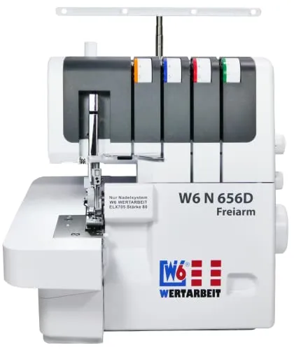 W6 Nähmaschine N 656D Freiarm Overlock - Nähmaschinen mit 18 Programmen, inkl. Differential und LED-Beleuchtung, ideal für kreative Projekte und Garnersparnis.