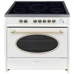 GURARI Elektro-Standherd GCH E 912 Cr r/ 5 Jahres Garantie, mit 1-fach-Teleskopauszug, Retro Elektro Standherd 90 cm/ 121L / Creme/ 8 Funktionen
