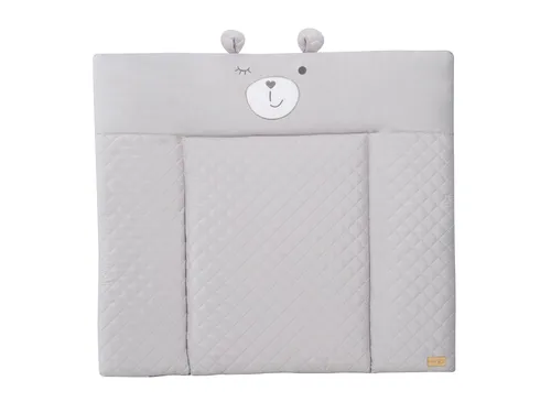 Wickelauflage Bear Grau 85x75cm - Wickelauflagen, weiche und abwischbare Wickelauflage mit erhöhtem Rand für mehr Sicherheit, schadstoffgeprüft und ideal für moderne Babyzimmer.