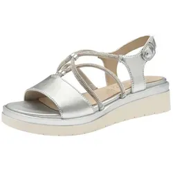 Tamaris Comfort Damen Sandalen flach aus Leder - Elegant in Silber, 38 EU - Wanderschuhe mit EXTRA LIGHT OUTSOLE für unbeschwerten Komfort und REMOVABLE SOCK für individuelle Anpassung – ideal für lange Tage in Bewegung.