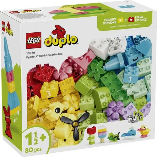 DUPLO Classic Bunte Kreativbox 10479 – Konstruktionsspielzeug - Entdecken Sie die kreative Welt mit 80 bunten Steinen! Ideal für Kinder ab 18 Monaten, fördert spielerisch die motorischen Fähigkeiten und die Fantasie.