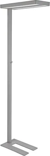 MAUL MAULjaval Stehlampe silber - Energieeffiziente Stehleuchte für optimale Arbeitsplatzbeleuchtung, mit 50% Licht nach oben und unten, dimmbar und ideal für jeden Raum.