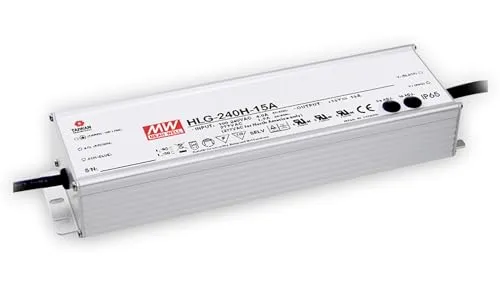 MEAN WELL HLG-240H-15A, AC-DC LED-Installationsnetzteil, Metallgehäuse, IP65 225W 15V 15A CV+CC