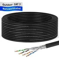 hb-digital CAT 7 Kabel für Außenbereich LAN Datenkabel max. 1000 MHz S/FTP PE AWG23 15m schwarz