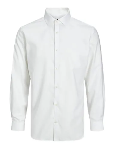 Jack & Jones Langarmhemd JPRBLAPARKER SHIRT L/S - Modisches Hemd in White - Businesshemden aus 100% atmungsaktiver Baumwolle, slim fit mit normalem Hemdkragen - ideal für stilvolle Büro-Looks.