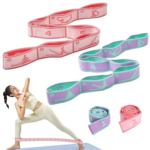 Yoga Band Pilates ZubehöR,Stretchband,Sport Gummiband Fitness, Lila und GrüN + Pink,Weich und Bequem, Ausreichende ElastizitäT, VerschleißFest,und VerfüGt üBer Eine Hervorragende Haltbarkeit