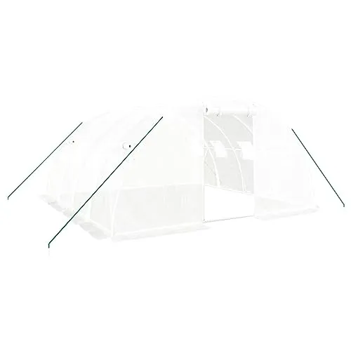 Gewächshaus mit Stahlrahmen Weiß 16 m² 4x4x2 m von vidaXL