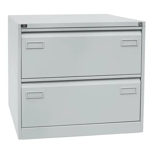 BISLEY LIGHT Hängeregistraturschrank lichtgrau - Büromöbel mit 2 Schubladen, ideal zur sicheren und strukturierten Aufbewahrung von A4-Dokumenten. Robuster Stahl und hochwertige Pulverbeschichtung sorgen für Langlebigkeit und einfache Reinigung.