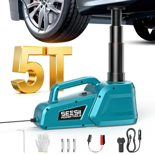 SEESII Wagenheber Hydraulischer 5T 3T: 12V Wagenheber elektrisch mit Fernbedienung & LED Licht, 15,5-45 cm Hubbereich tragbares Werkzeug für Auto/SUV/LKW Notfall Reifenwechsel & Garagenreparatur