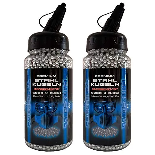Fritz-Cell Stahl zinkbeschichtete BBS 4,5 mm Stahlkugeln Stahlrundkugeln für Luftpistole BB´s 2 x 5000