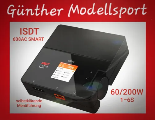 ISDT 608AC SMART CHARGER AC/DC 60/200W BATTGOT READY-8Q 1-6S , Gü-Modellsport