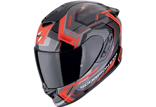 Scorpion EXO-1400 Evo Air II Linart Integralhelm - Schwarz/Rot/Grau - XL - Motorradhelm mit ultra leichtem Design und innovativem Belüftungssystem für maximale Komfort und Geräuschreduzierung. Ideal für lange Touren.