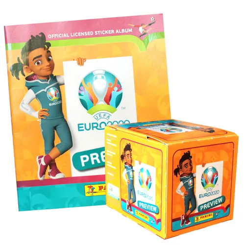 Panini EURO 2020 Preview INTERNATIONALE AUSGABE Sticker Box - Entdecke die offizielle Preview-Kollektion zur UEFA Euro 2020 mit 60 Tüten und Album. Perfekt für Sammler und Fußballfans, um die aufregendsten Momente festzuhalten.