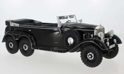 Mercedes G4 Cabrio W31 1938 schwarz Modellauto 1:18 MCG - Oldtimer Modellauto im Maßstab 1:18, detailgetreu und mit OVP, ideal für Sammler und Liebhaber klassischer Autos.