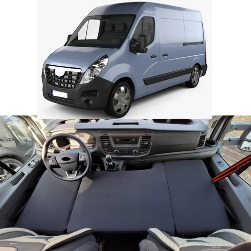 BREMER SITZBEZÜGE Camper-Bett für Opel Movano B - Wohnmobilbett mit klappbarer Schlafauflage, ideal für Camping und als Gästebett, aus hochwertigem Kaltschaum und abwaschbarem Bezug.