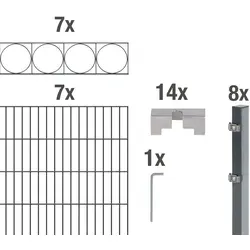 Doppelstabmatten-Set ALBERTS Oslo 200 x 140 cm - Robuster Gartenzaun in Anthrazit, ideal für Sicherheit und Sichtschutz in Ihrem Garten.