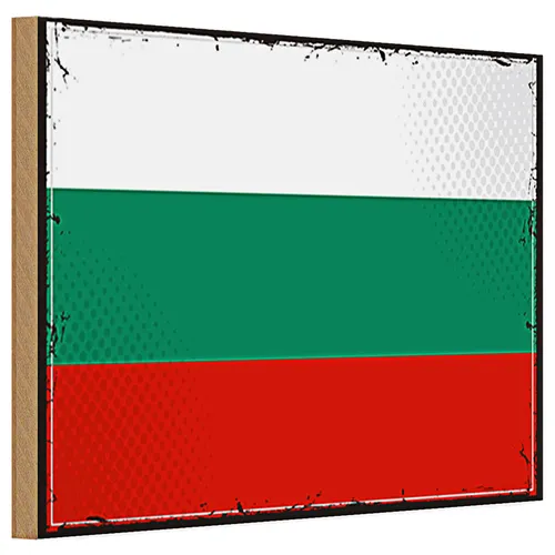 Holzschild Flagge Bulgarien 30x20cm Retro Flag Bulgaria