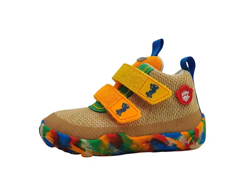 Affenzahn 10 Jahre Sportschuhe Kinder Laufschuhe Klettschuh Beige - Kinder-Halbschuhe in Größe 24 EU, mit bequemem Klettverschluss und stylischem Design für aktives Spielen und Laufen.