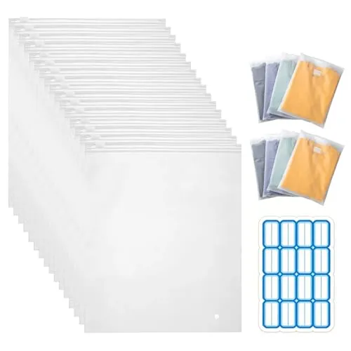 Wiederverwendbare Zip Beutel Groß für Kleidung – 20 Stück 40x30 cm
