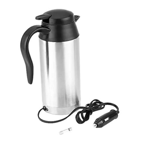 V Wasserkocher, Auto Edelstahl Zigarettenanzünder Heizung Wasserkocher Becher Elektrische Thermoskanne zum Erhitzen von Wasser Kaffee Milch Tee 750 ml 12