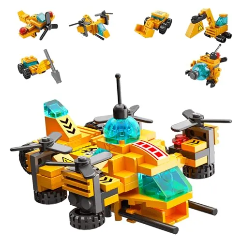 Vilbocr Einsatzfahrzeuge Bausteine Set Engineering Aircraft | Polizeiauto, Feuerwehrauto, Krankenwagen, Tank, Rettungshubschrauber & Baufahrzeuge, STEM-Spielzeug, Für Kinder ab 6 Jahren
