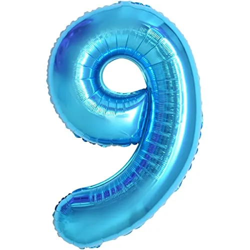Geburtstag zahlen luftballon 9 jahre | Blau Folienballon 9 XXL -Riesen Folienballon in 40