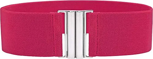 BlackButterfly Klassisch Verschluss Weit Elastisch Gurt Dehnbar Taille Retro Gürtel (Leuchtendes Pink, L)