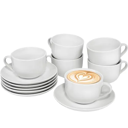 Sänger Kaffeetassen Set New Port 12-teiliges Set für 6 Personen - Thermobehälter: 12-teiliges Porzellan-Set mit 6 Tassen und Untertassen, ideal für stilvolle Kaffeepausen im klassischen Weiß.