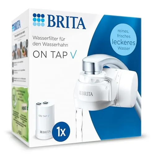 BRITA Wasserfilter ON TAP V - Wasserhahnfilter mit 1 Filterkartusche, für besseren Geschmack und einfache Installation, nachhaltige Alternative zu Flaschenwasser