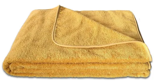 KiGATEX Frottee-Decke aus 100% Baumwolle - Leichte Sommer-Decke in Curry - Tagesdecke aus 100% Baumwolle, OEKO-TEX zertifiziert, atmungsaktiv und ideal für warme Nächte – vielseitig einsetzbar als Bettdecke oder Strandtuch.