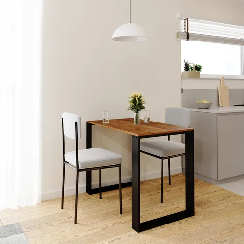 AKKE Antik Eiche LOFT Tisch mit schwarzen Beinen 70x60x75 cm - Esstisch aus 18 mm laminierten Möbelplatten, stabil und leicht zu reinigen. Ideal für gemütliche Mahlzeiten und schnelle Montage in nur 5 Minuten!