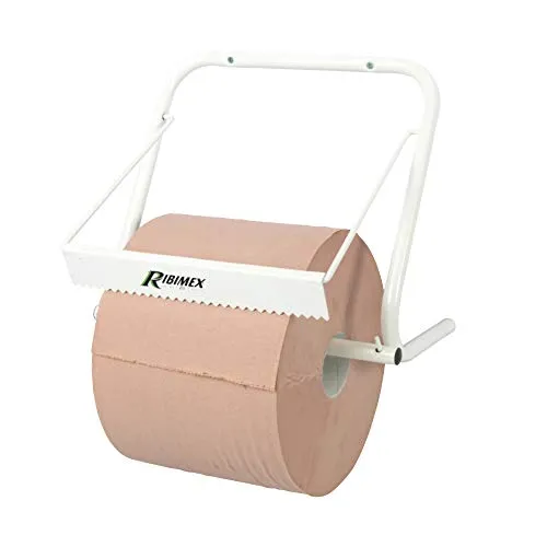 Ribimex PRIDM967 Wandroller, 30 cm, Weiß - Toilettenpapierhalter aus lackiertem Stahl, ideal für KFZ-Werkstätten und Baustellen, maximale Kapazität von 30 cm, hergestellt in Italien.