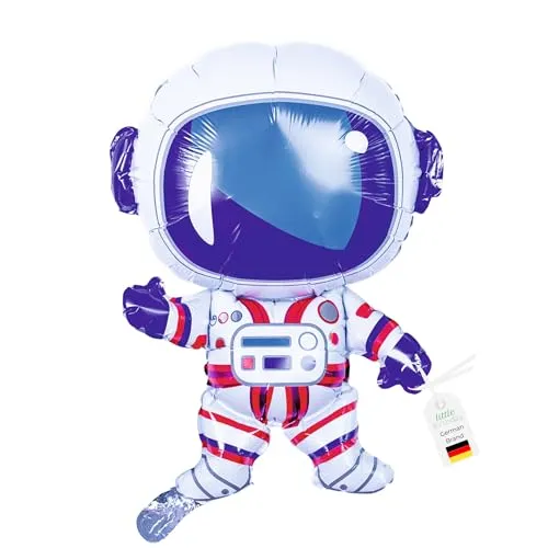 LITTLE BIRTHDAY | XL Astronaut Folienballon | Astronaut Weltall blau Luftballons | Balloon Ballon Gas Helium | Kindergeburtstag | Geburtstag | 76x54 cm
