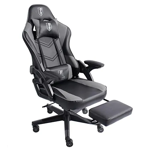 TRISENS Gaming Stuhl im Racing-Design mit Fußstütze - Bürostuhl mit ergonomischem Design, verstellbarer Fußstütze und Armlehnen für individuellen Komfort beim Gaming und langen Sitzungen.