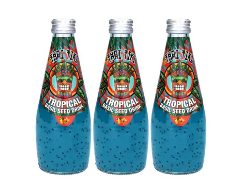 Thai Tiki Softgetränk, Thai Tiki Tropical Basilikumsamen Basil Seed Drink 290ml 3er Pack
