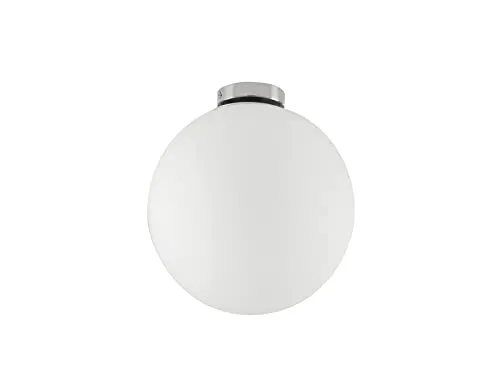 Kleine Deckenleuchte einflammige Glaskugel Weiß satiniert Ø 15cm - Lampen: Stilvolle LED Deckenleuchte mit edler Metall-Optik und satiniertem Glas, erzeugt ein beeindruckendes Lichtspiel für Flur oder Wohnzimmer.
