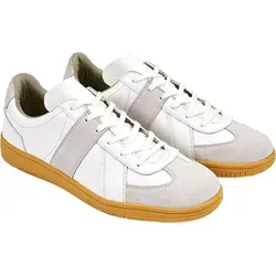 Brandit BW Sportschuh weiß, 44 - Sandalen im BW-Look, aus robustem Leder mit rutschfester Gummisohle für sicheren Grip, ideal für Fitness und Freizeit. Gepolsterter Fersenbereich für hohen Komfort.