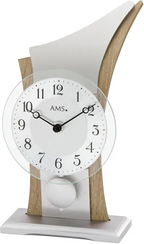 AMS Pendeltischuhr T1139 - Elegante Pendeltischuhr für Wohnzimmer und Esszimmer, Made in Germany, mit hochwertigem Aluminium-Holz-Gehäuse und präzisem Quarz-Antrieb.