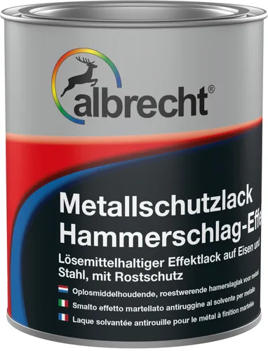 Albrecht Metallschutzlack Hammerschlag-Effekt 750 ml in Graphit - Lacke mit einzigartigem Hammerschlag-Effekt, ideal für dekorative und schützende Beschichtungen auf Metalloberflächen.